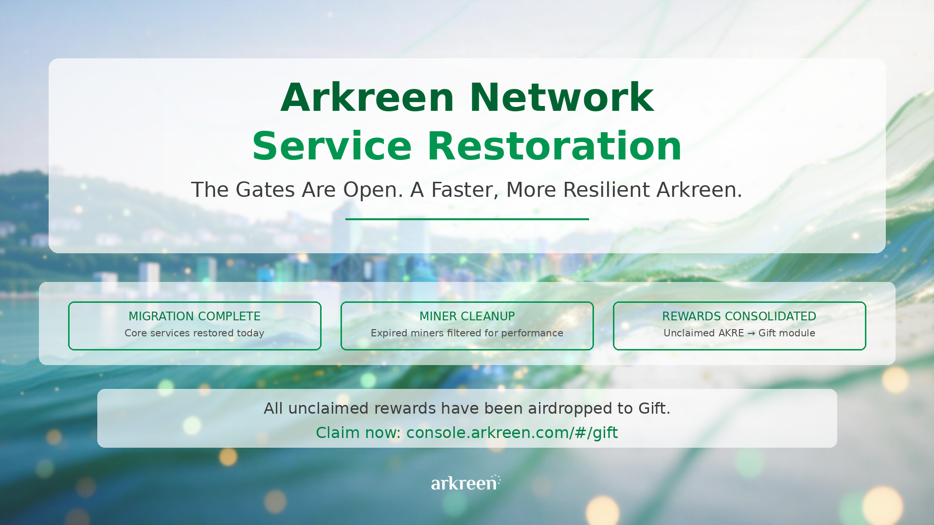 Arkreen Network Service Restoration